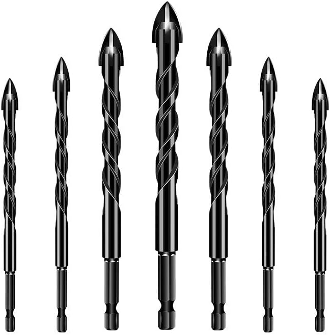 7-Piece Hard Alloy Drill Bit Set – 4-Edge Cross Design for Tile, Glass & Wood
