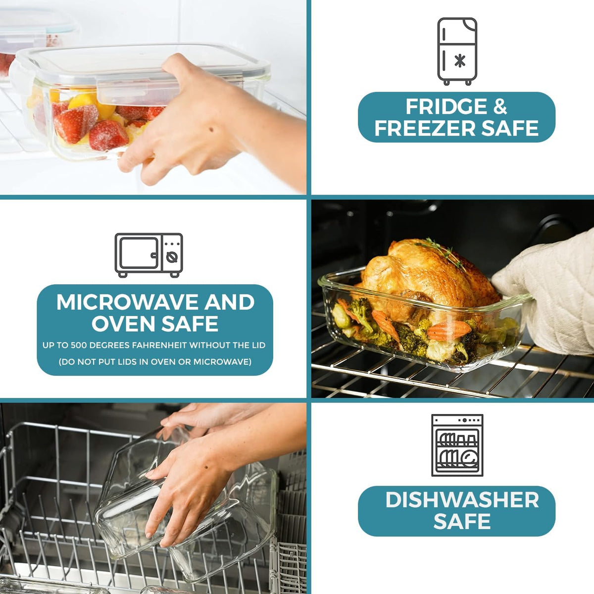 8-Piece Glass Food Storage Container Set with Lids