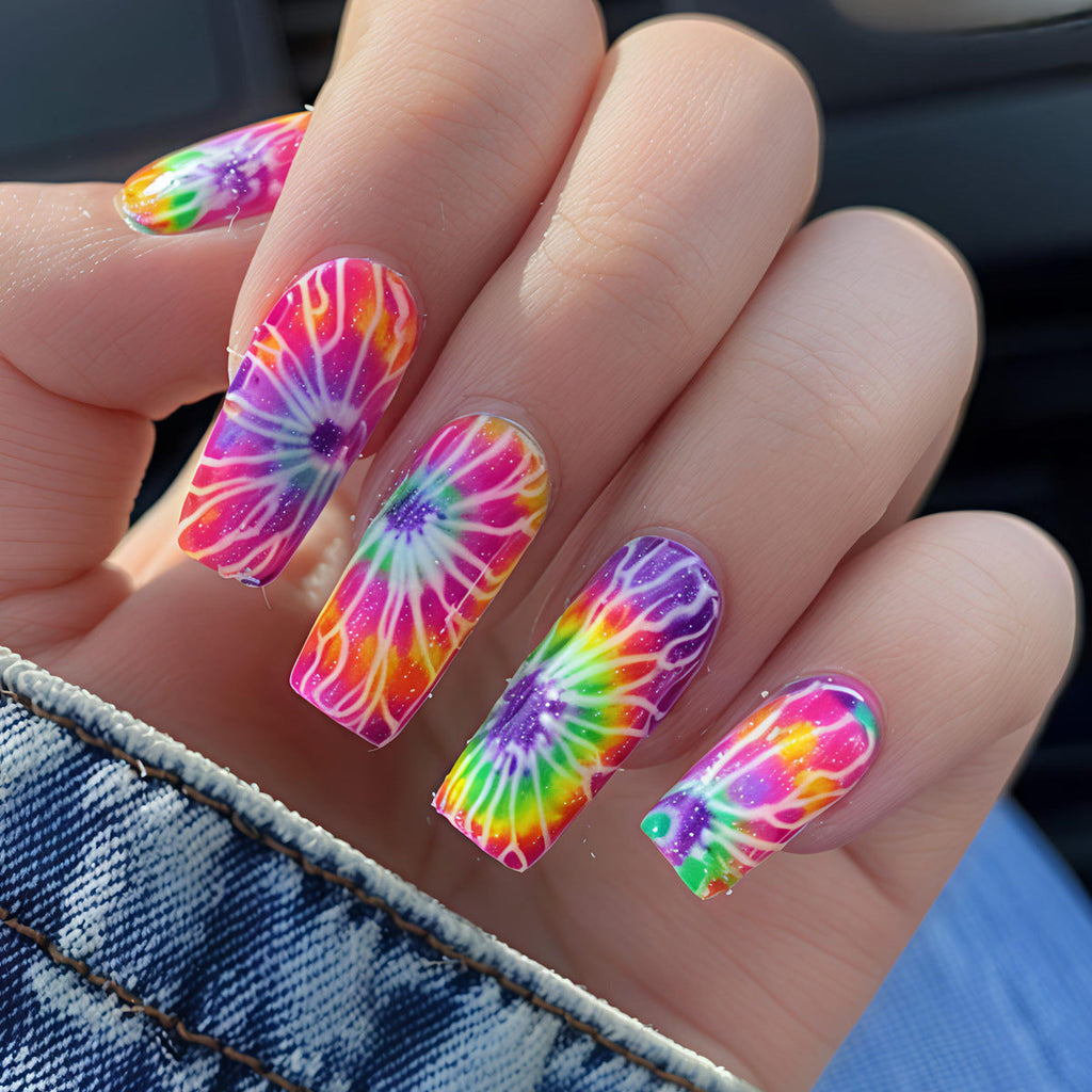 Abstract Tie-Dye Nail Art Design