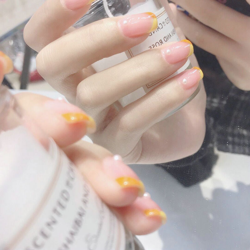 Acrylic Nail Set with Cheerful Fruit Design and Creative Accents