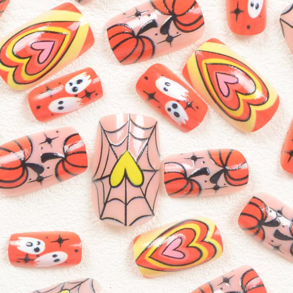 Acrylic Press-On Nails with Creative Fall Designs