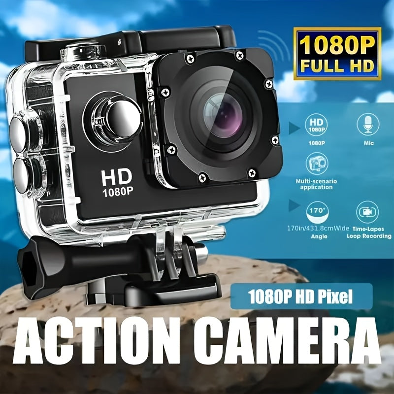 Action Camera with HD Video and Wide-Angle Lens