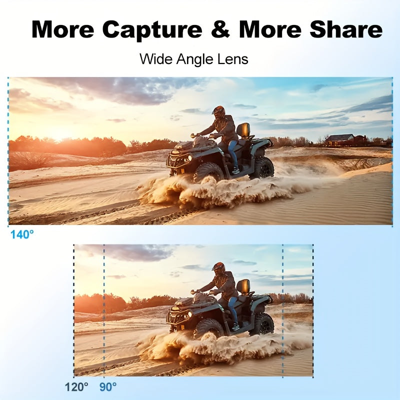 Action Camera with HD Video and Wide-Angle Lens