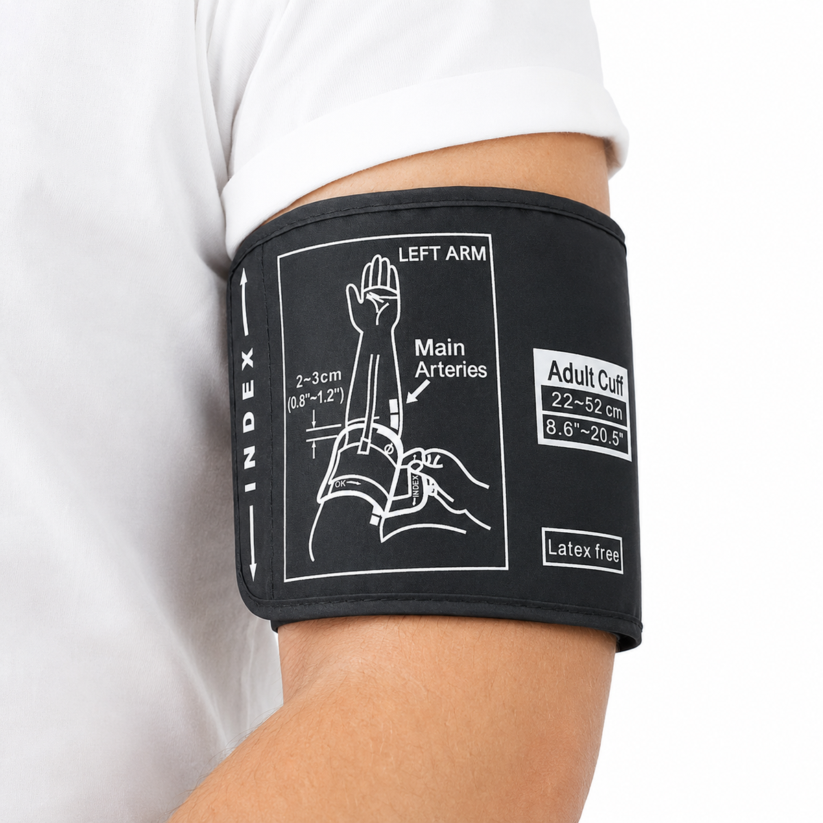 Adjustable Adult Upper Arm Blood Pressure Cuff – Latex-Free Durable Nylon