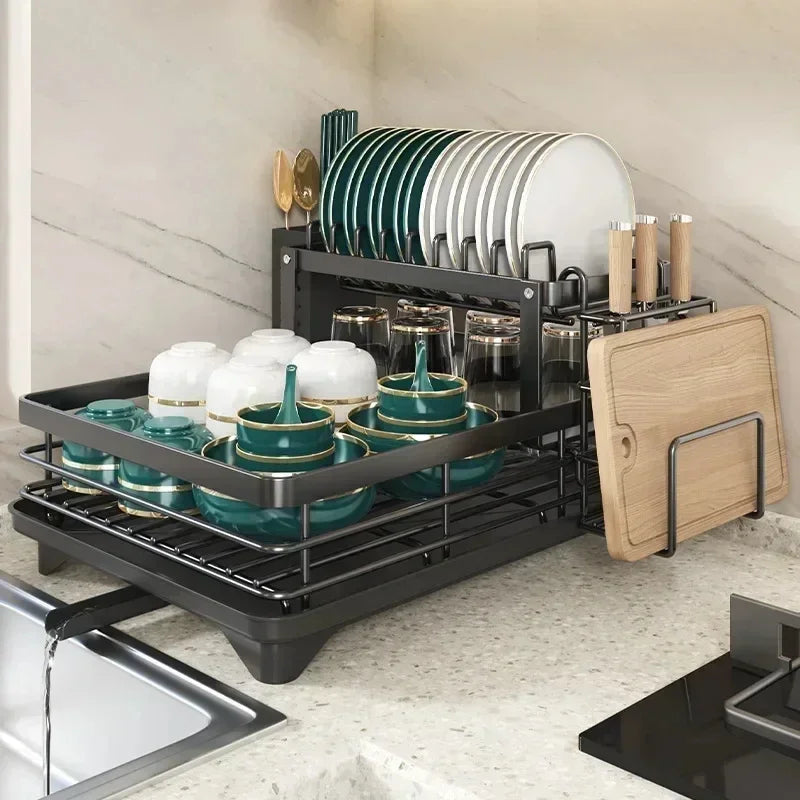 Adjustable Dish Drying Rack – Space-Saving Kitchen Drainer for Small & Large Kitchens