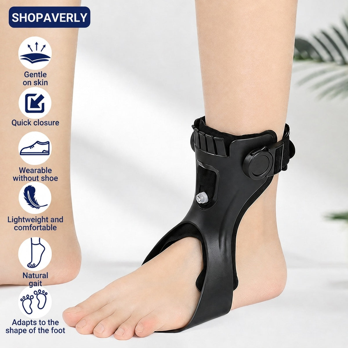 Adjustable Orthopedic Foot Drop Support with Breathable Lining and Ankle Stabilization