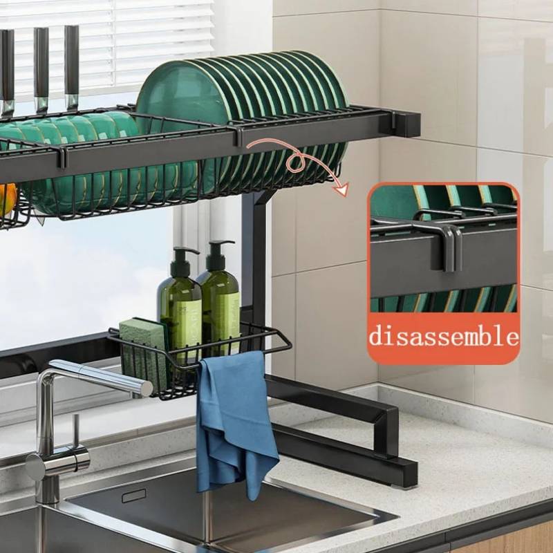 Adjustable Over-Sink Dish Drying Rack - Fits 61 to 66 cm