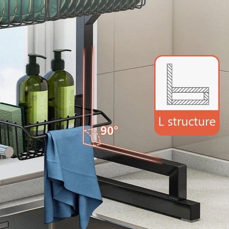 Adjustable Over-Sink Dish Drying Rack - Fits 61 to 66 cm