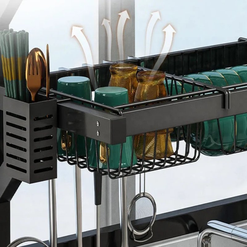 Adjustable Over-Sink Dish Drying Rack - Fits 61 to 66 cm