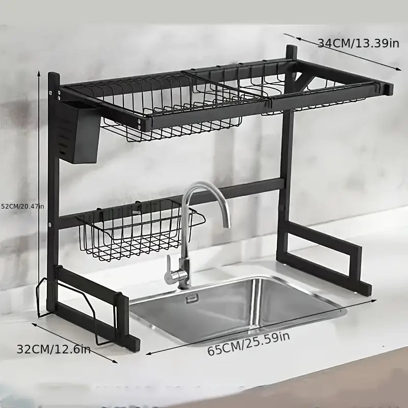Adjustable Over-Sink Dish Drying Rack - Fits 61 to 66 cm