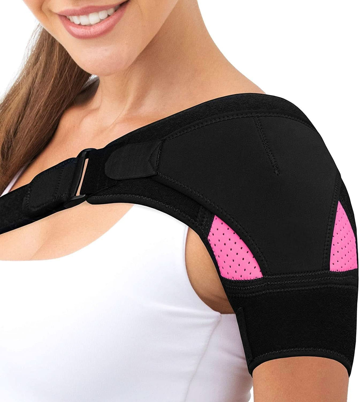 Adjustable Shoulder Brace with Compression Pad for Pain Relief and Support