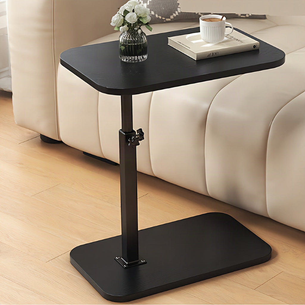 Adjustable Side Table with Natural Wood Top and Metal Frame