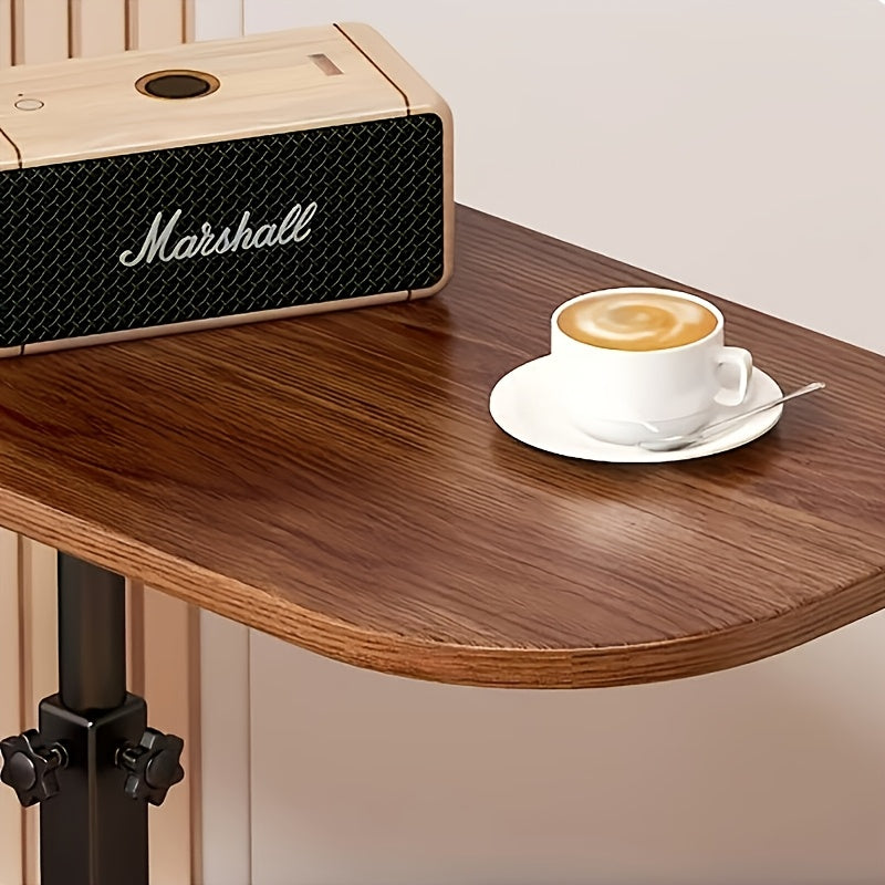 Adjustable Side Table with Natural Wood Top and Metal Frame