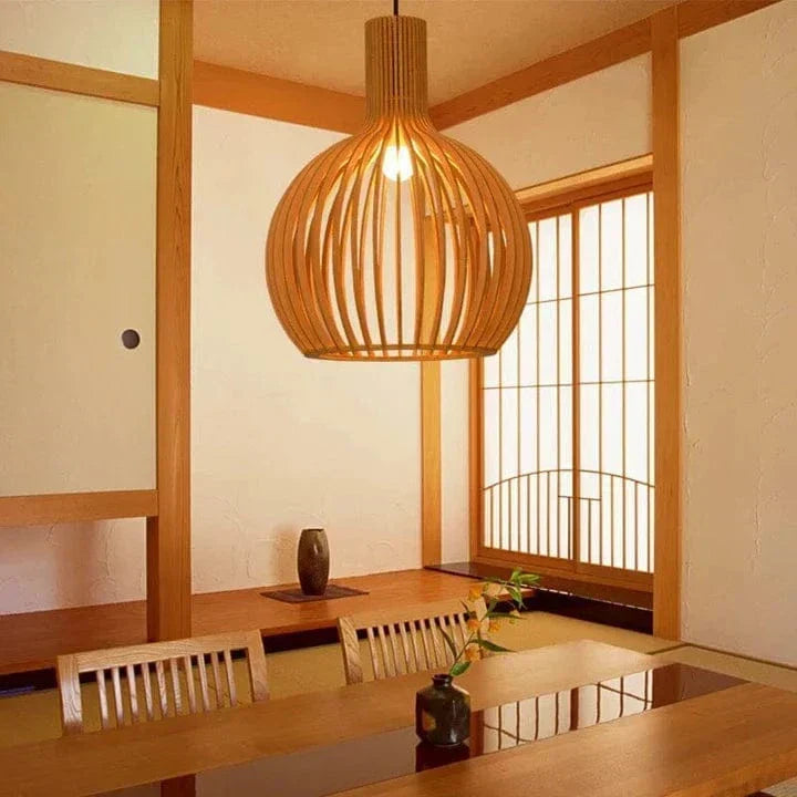 Adjustable Wooden Pendant Light Vintage LED Lighting