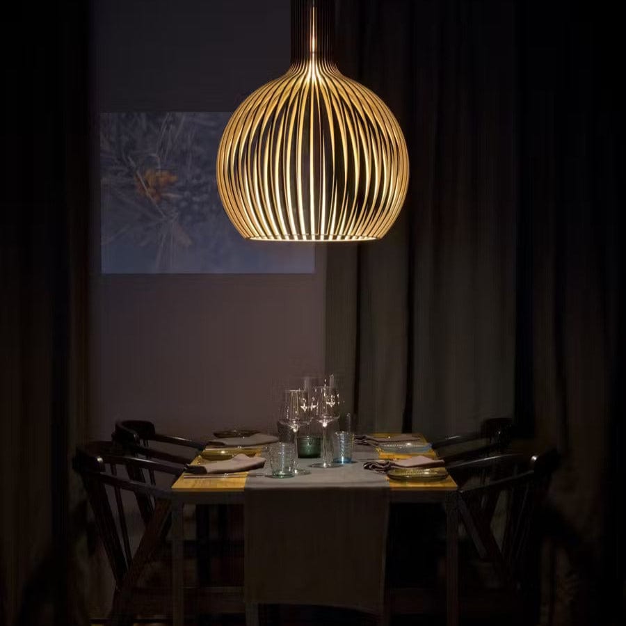 Adjustable Wooden Pendant Light Vintage LED Lighting