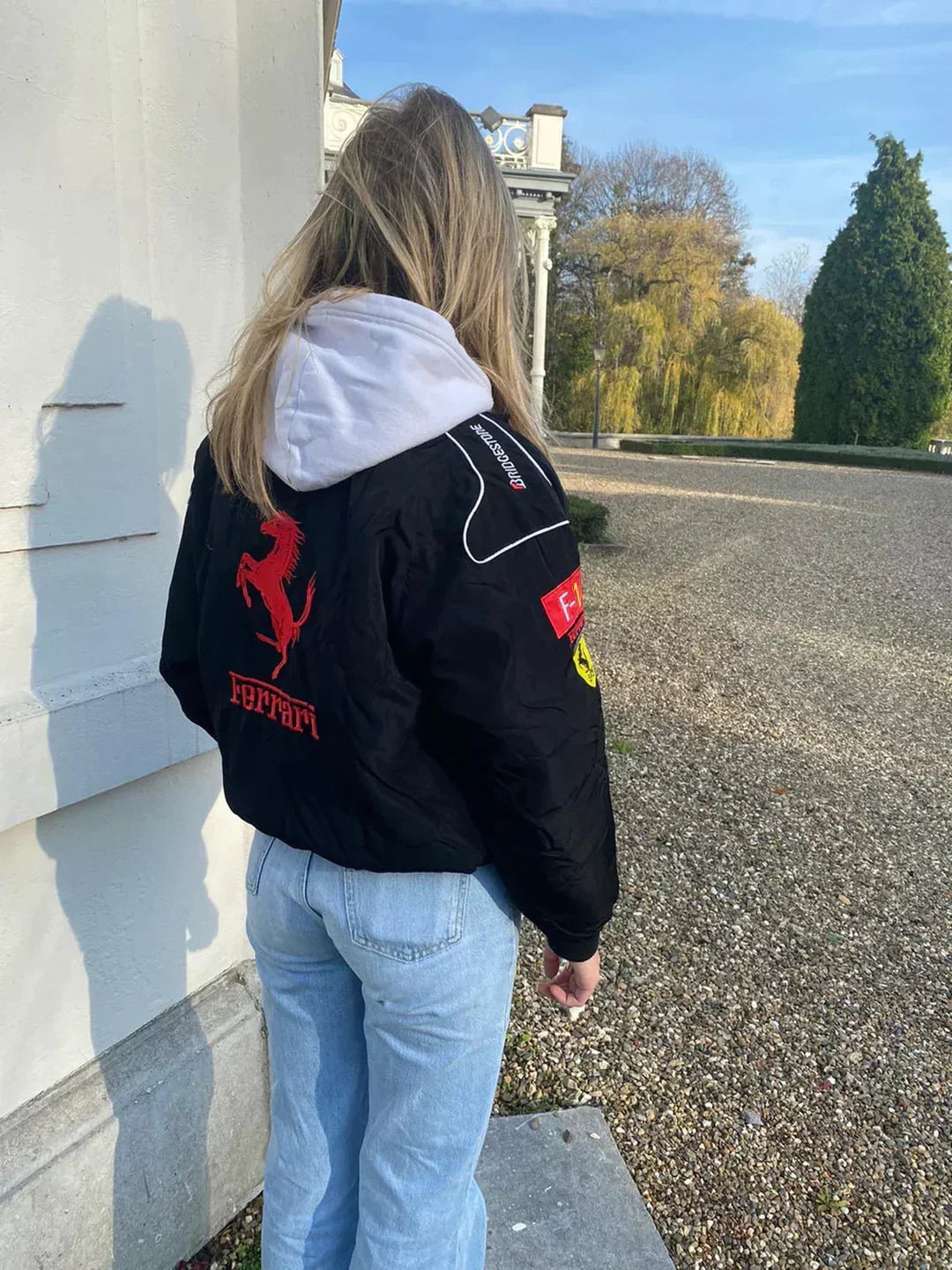 Ailyn Women's Oversized Racing Jacket | Motorsport Style with Color Blocks and Patches