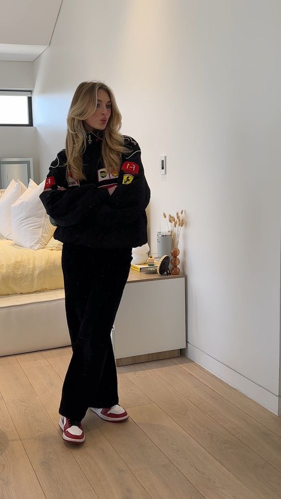 Ailyn Women's Oversized Racing Jacket | Motorsport Style with Color Blocks and Patches