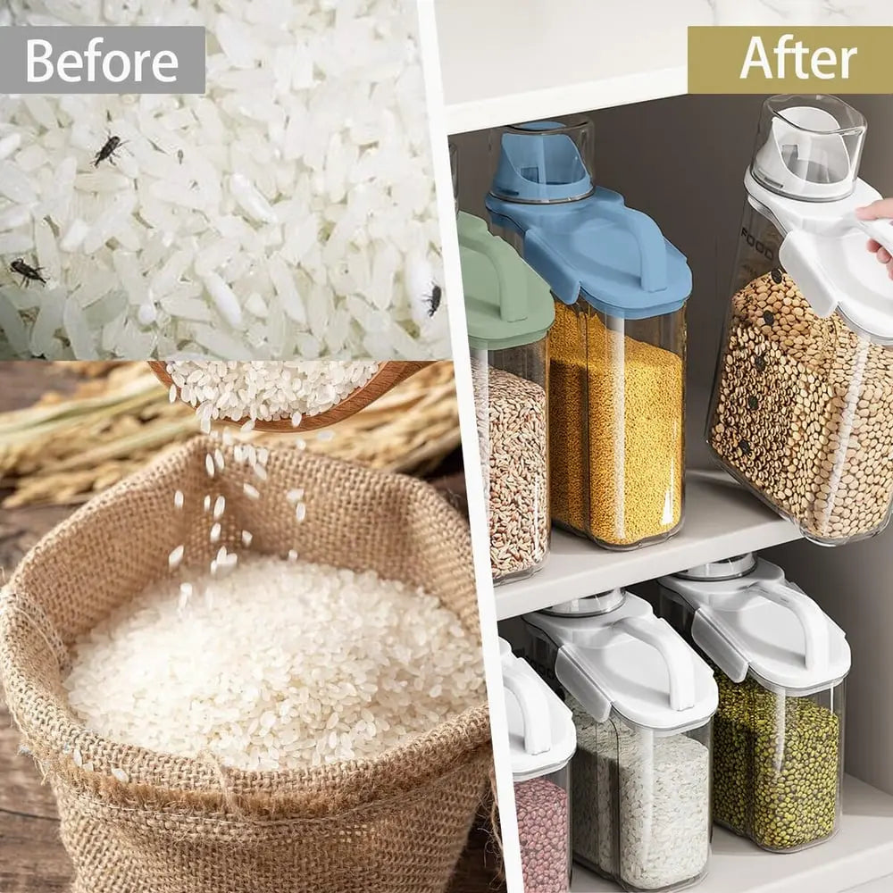 Airtight storage container with measuring cup – keep food fresh & organized