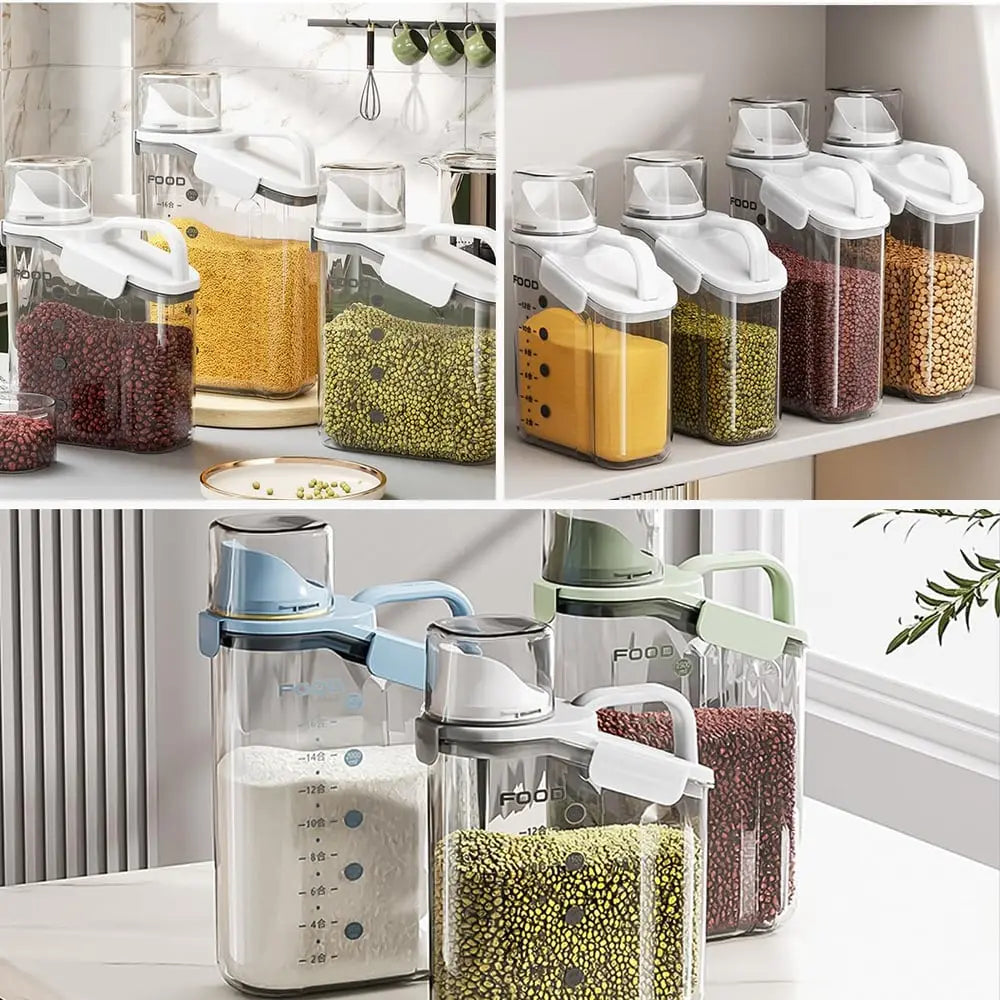 Airtight storage container with measuring cup – keep food fresh & organized