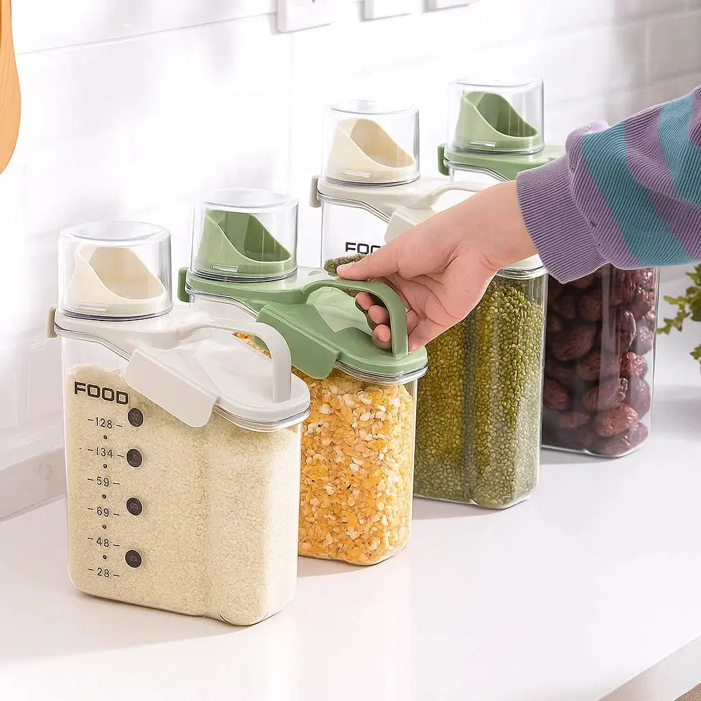 Airtight storage container with spout & carrying handle