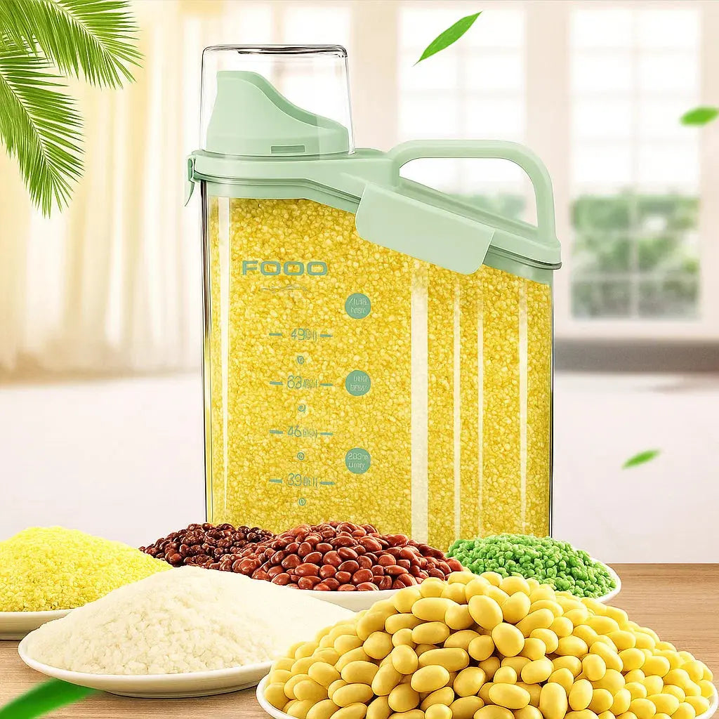 Airtight storage container with spout & carrying handle