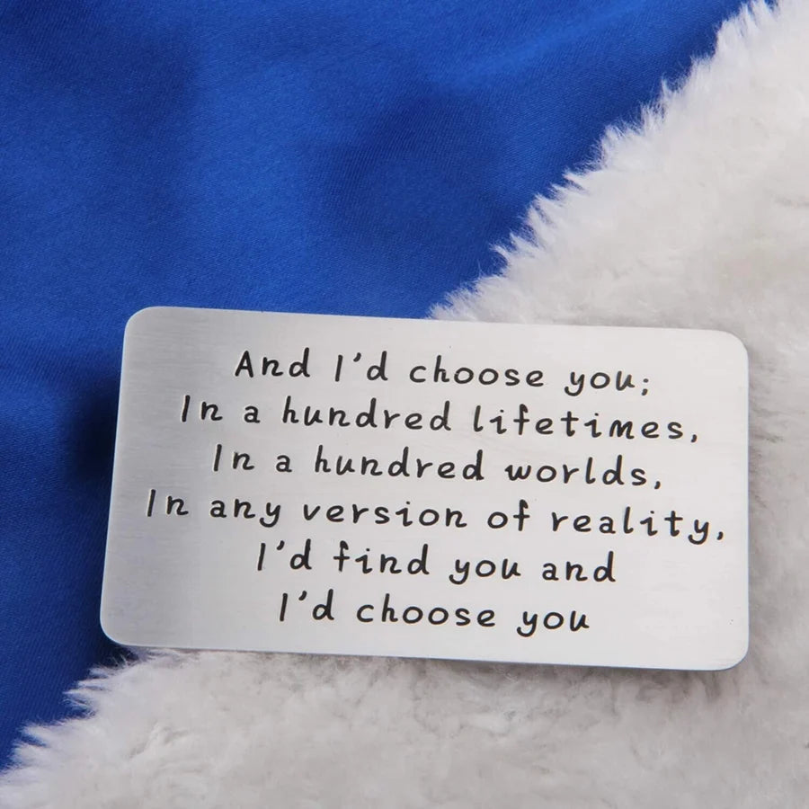 Anniversary wallet card for couples – long-distance love keepsake for him