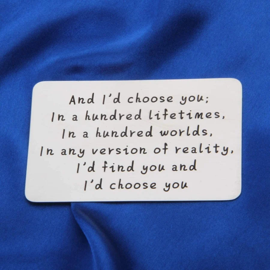Anniversary wallet card for couples – long-distance love keepsake for him