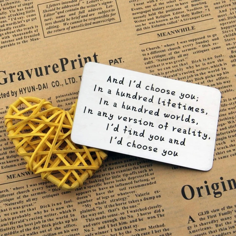 Anniversary wallet card for couples – long-distance love keepsake for him