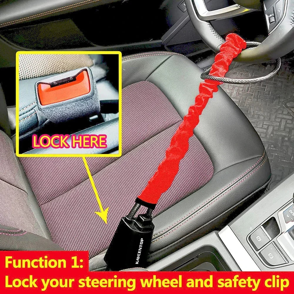 Anti-Theft Steering Wheel Lock with Seat Belt Buckle