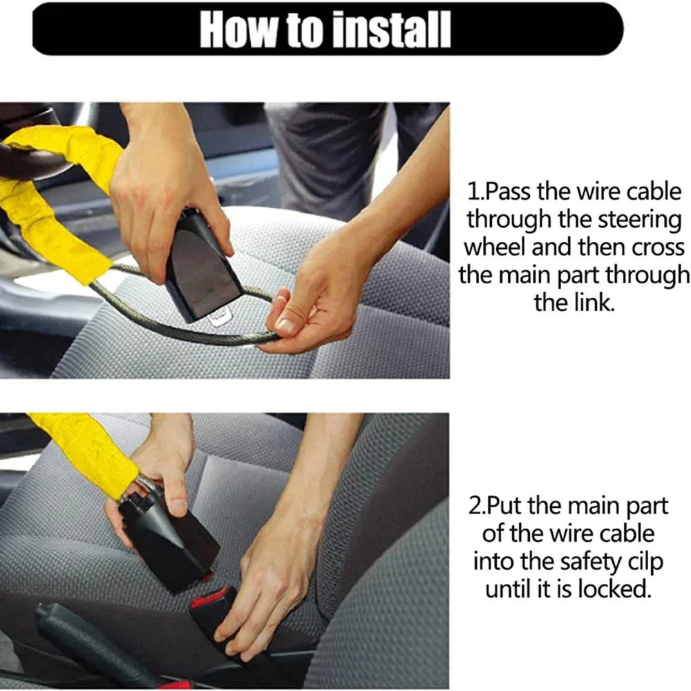 Anti-Theft Steering Wheel Lock with Seat Belt Buckle