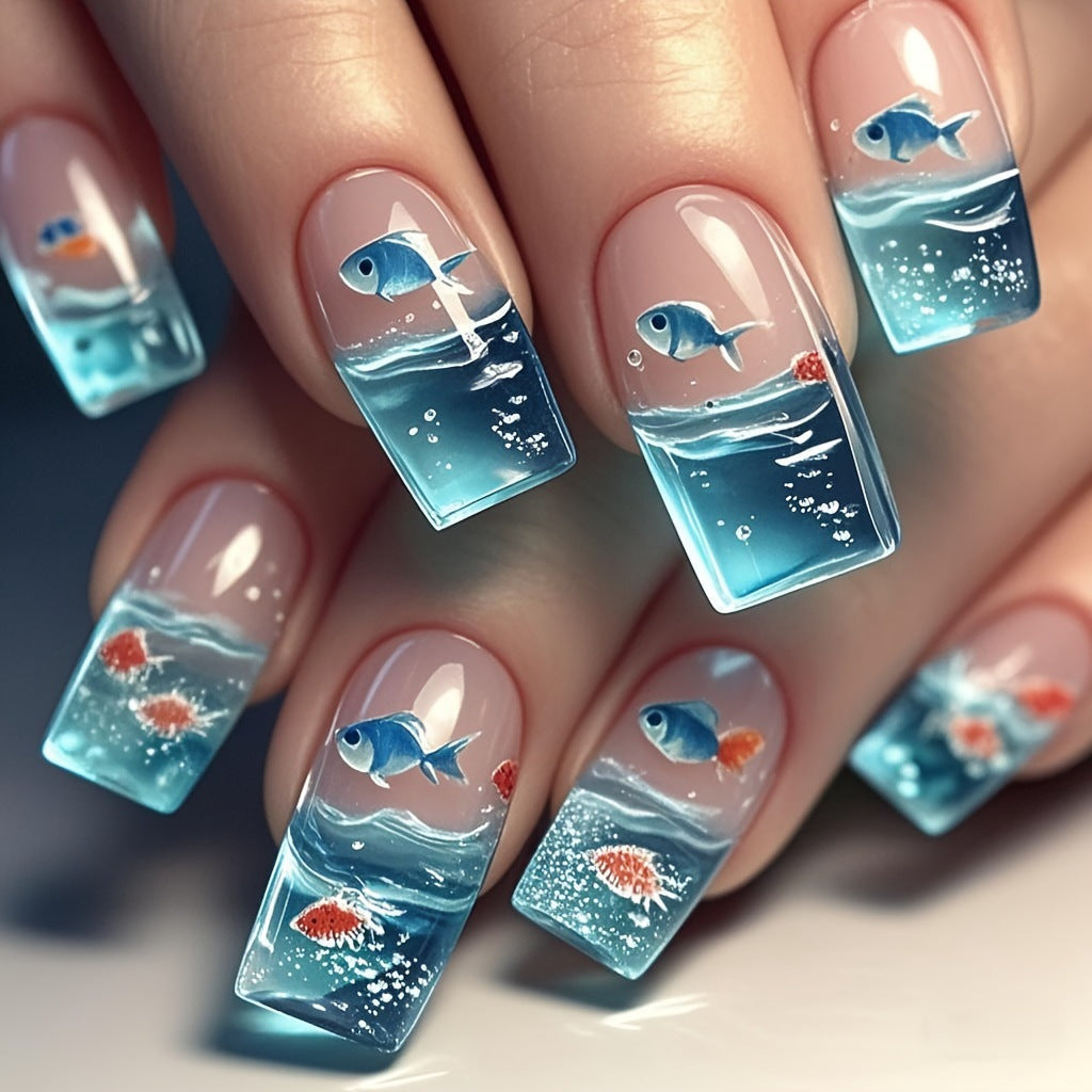 Aquatic-Themed Nail Art Design