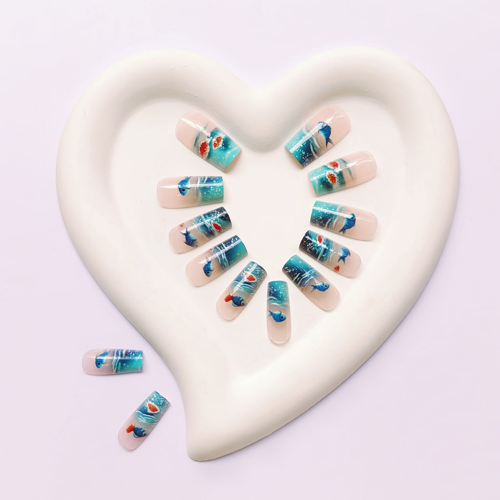 Aquatic-Themed Nail Art Design
