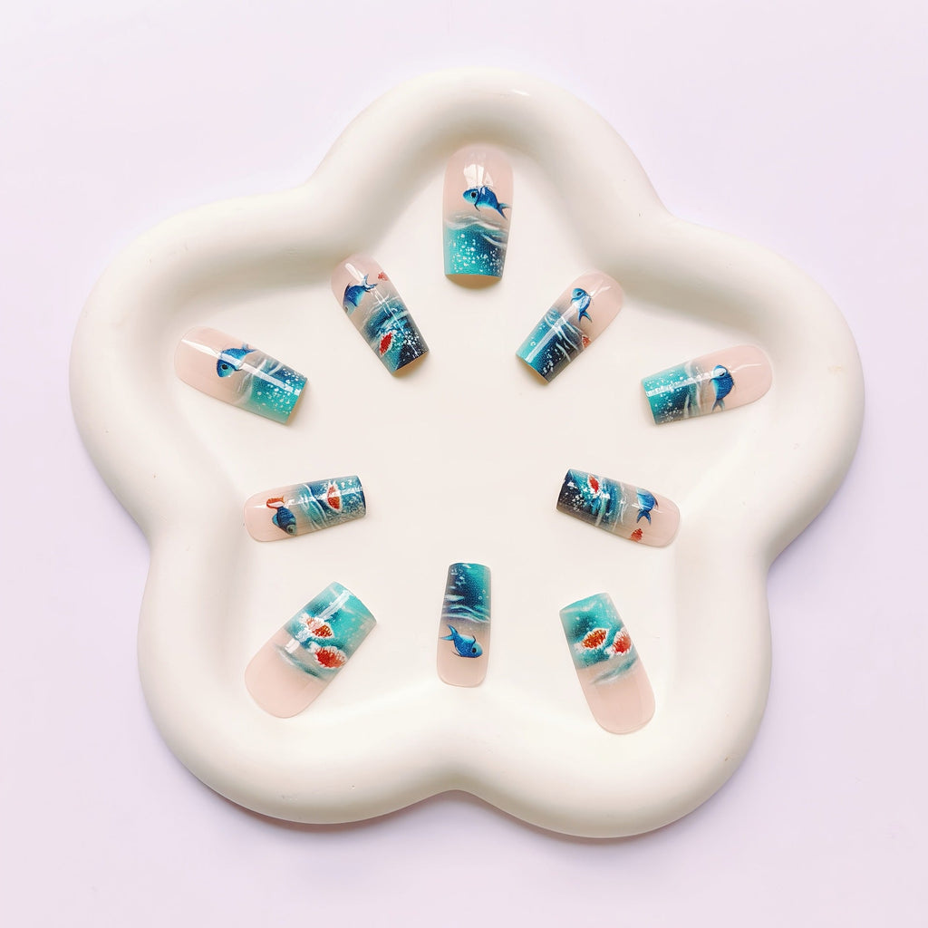 Aquatic-Themed Nail Art Design