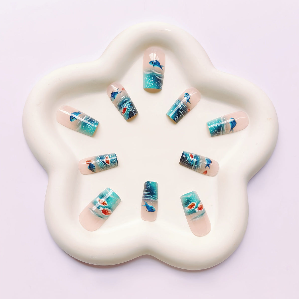 Aquatic-Themed Nail Art Design