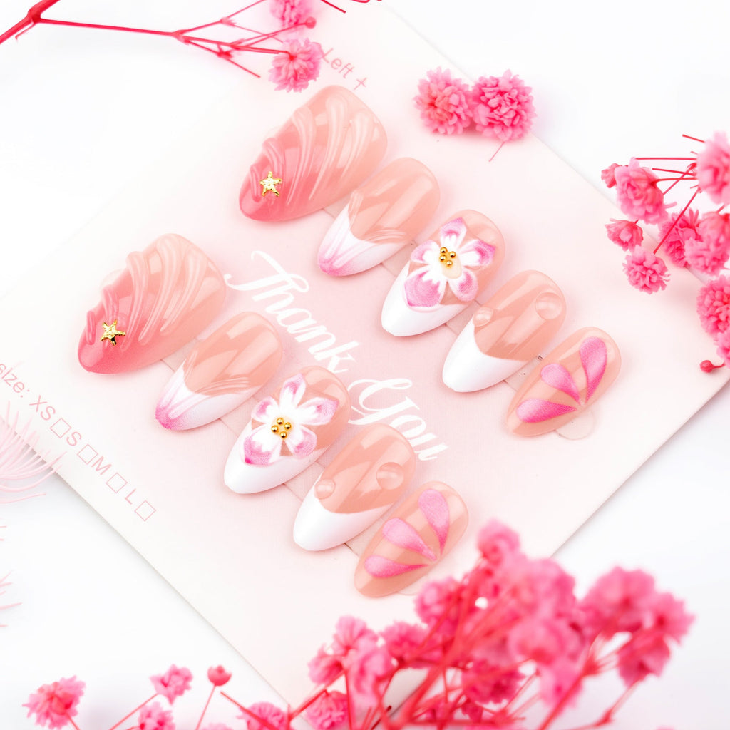 Artistic 3D Floral Press-On Nails