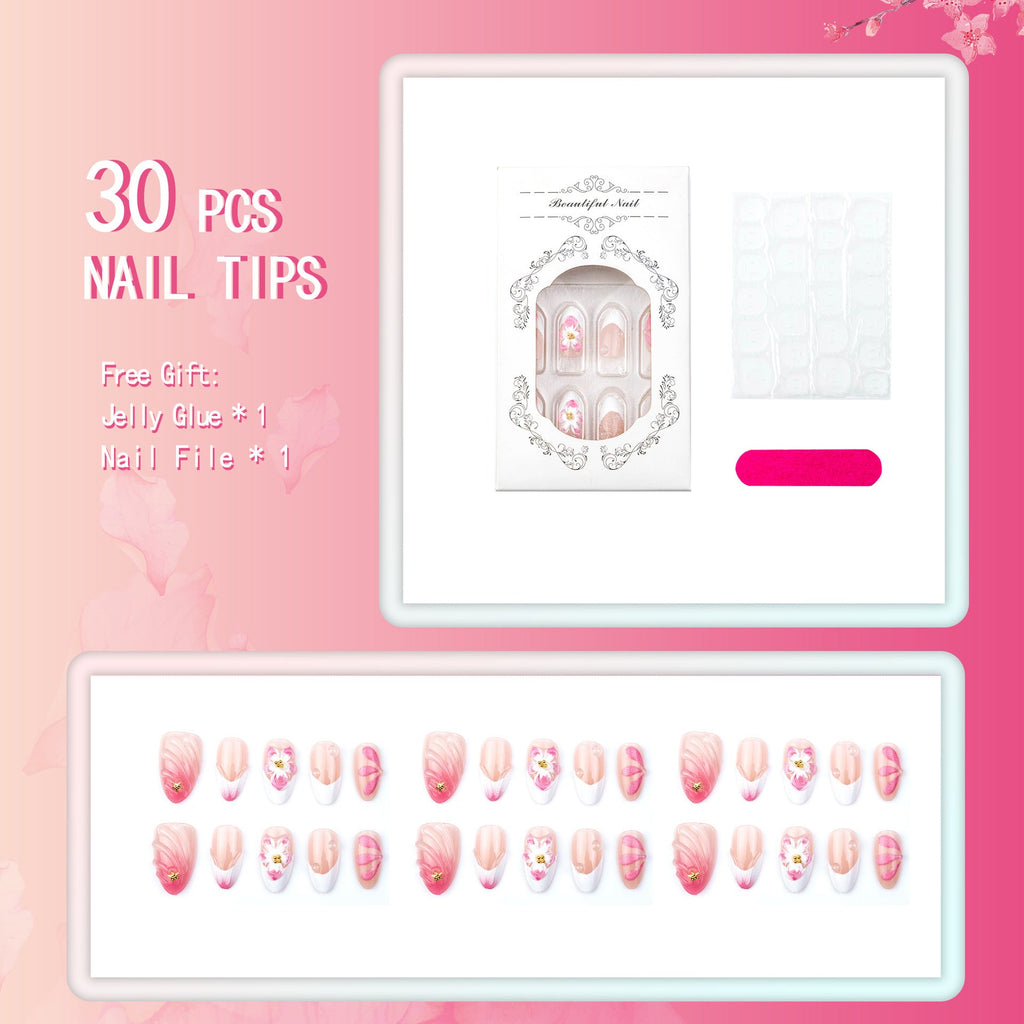 Artistic 3D Floral Press-On Nails