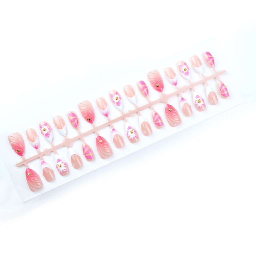 Artistic 3D Floral Press-On Nails