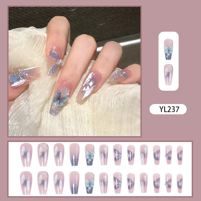 Artistic 3D nail extensions with glitter accents