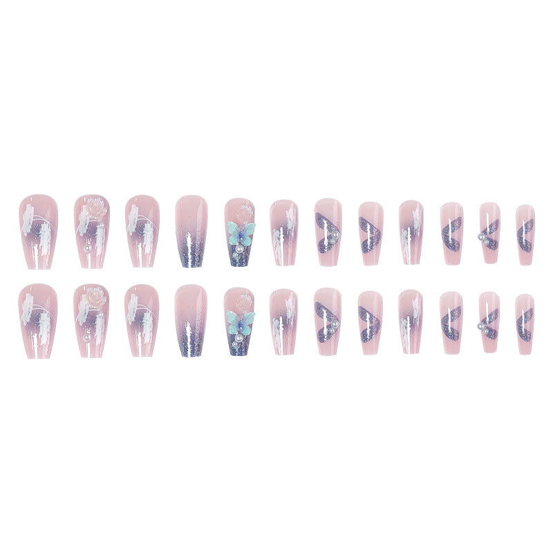 Artistic 3D nail extensions with glitter accents