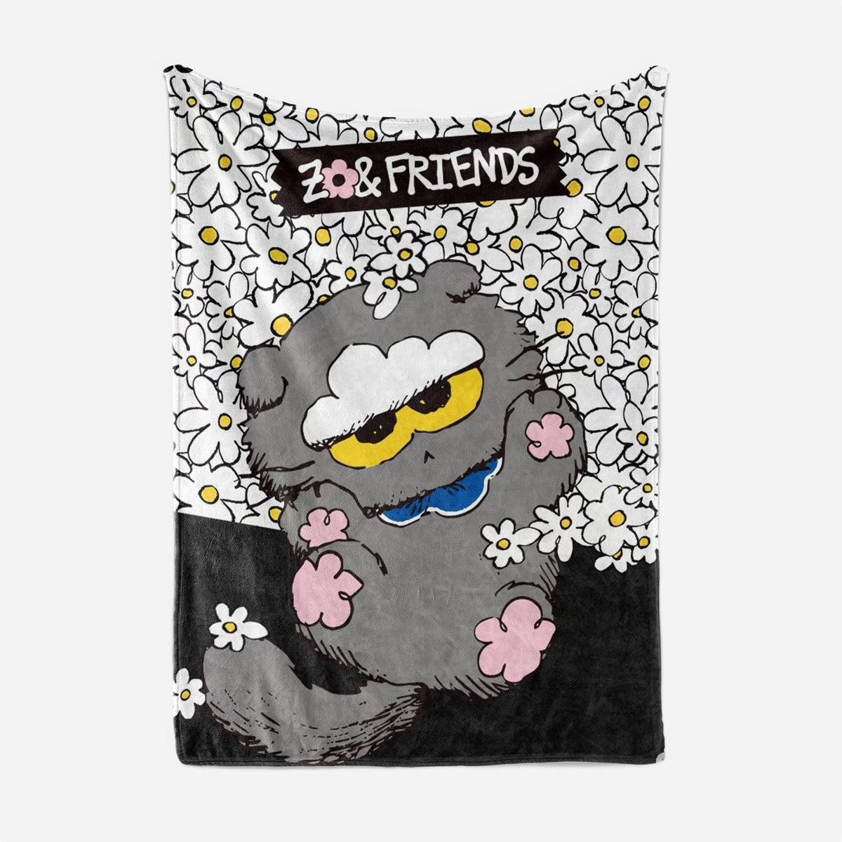 Artistic Cartoon Cat Fleece Throw Blanket