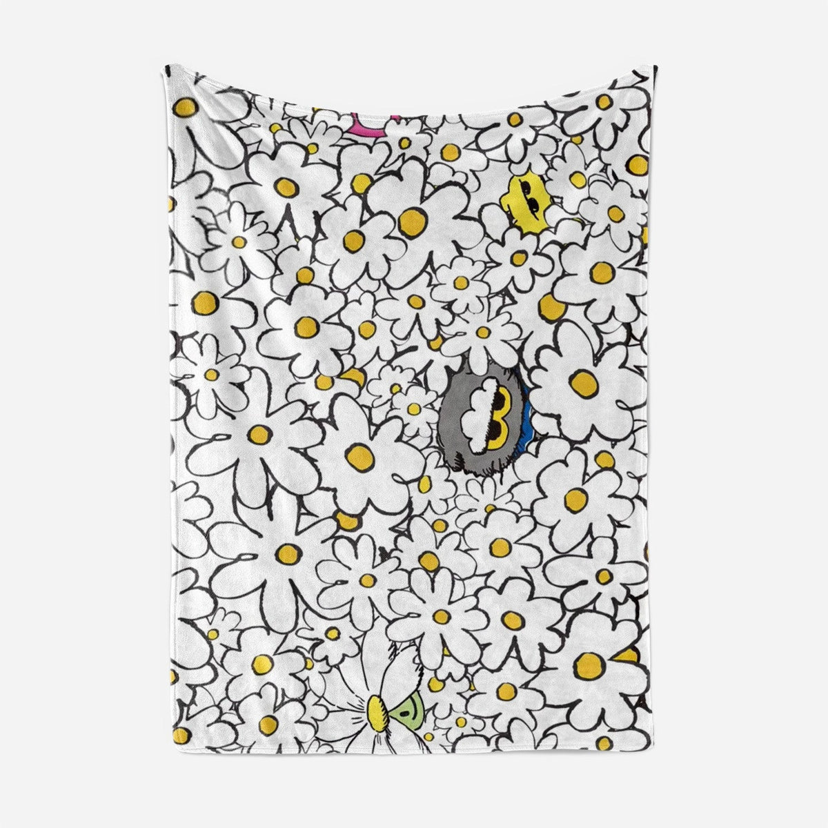 Artistic Cartoon Cat Fleece Throw Blanket