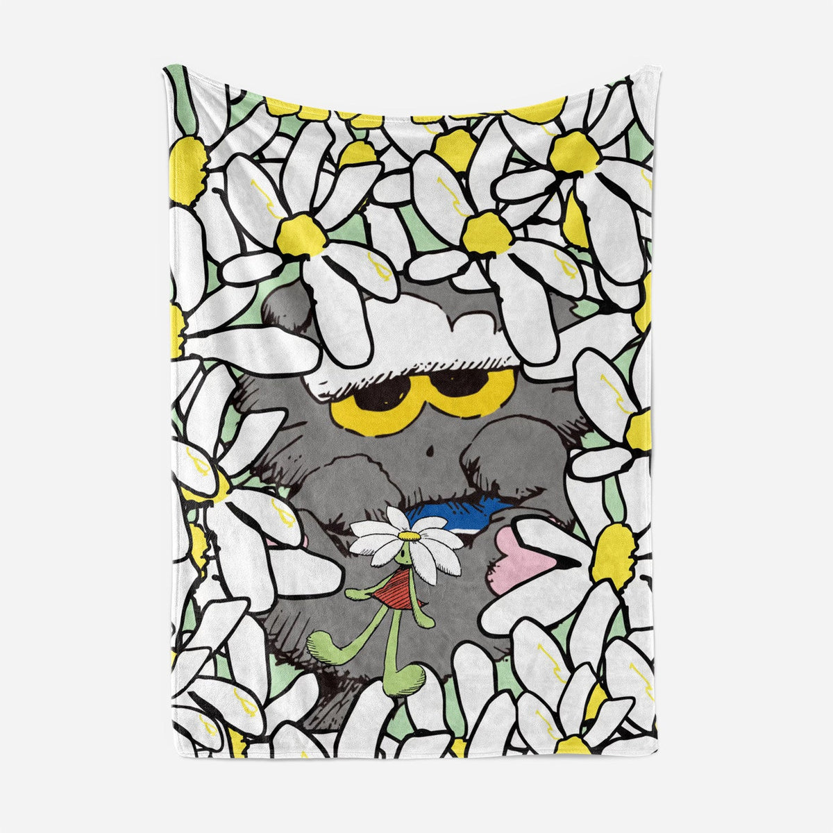 Artistic Cartoon Cat Fleece Throw Blanket