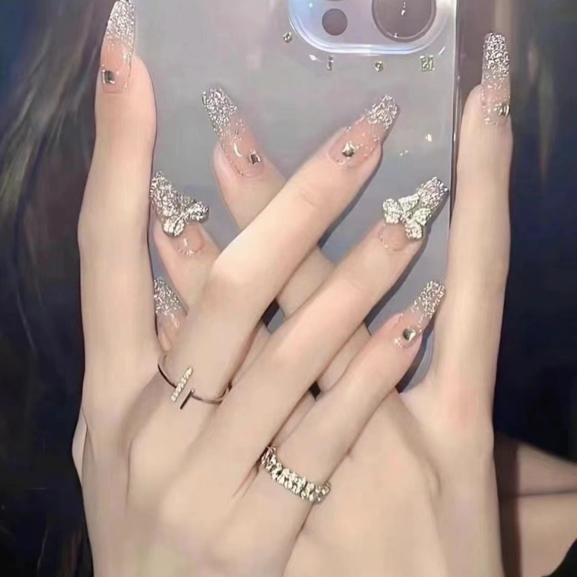 Artistic Flower Design Press-On Nail Extensions