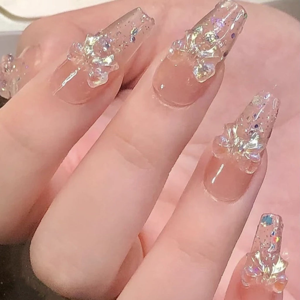 Artistic Flower Design Press-On Nail Extensions
