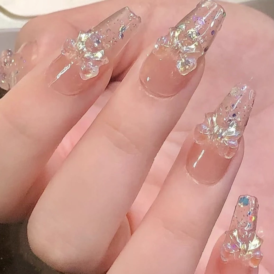 Artistic Flower Design Press-On Nail Extensions