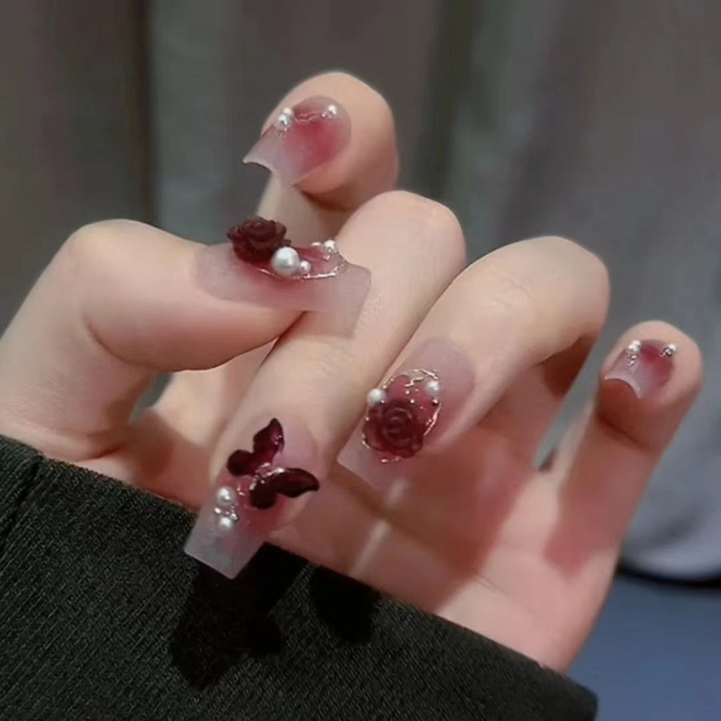 Artistic Flower Design Press-On Nail Extensions