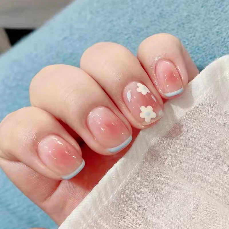Artistic Gel Press-On Nails with Delicate Floral Designs
