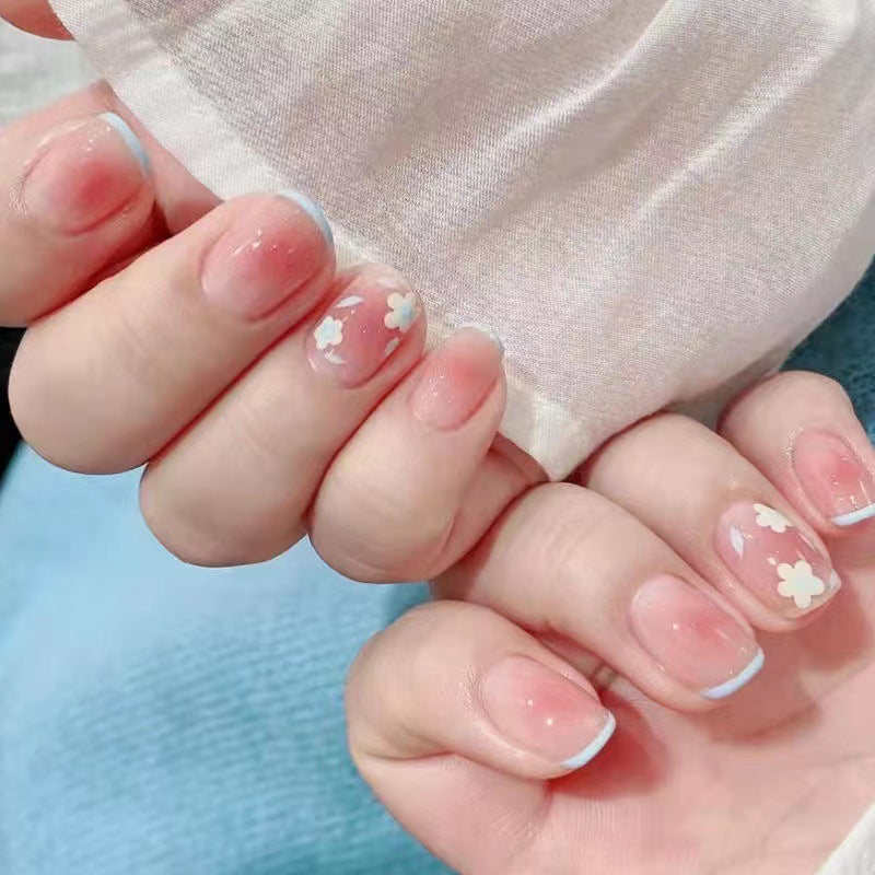 Artistic Gel Press-On Nails with Delicate Floral Designs