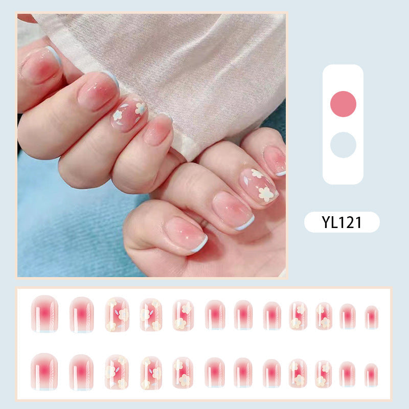 Artistic Gel Press-On Nails with Delicate Floral Designs