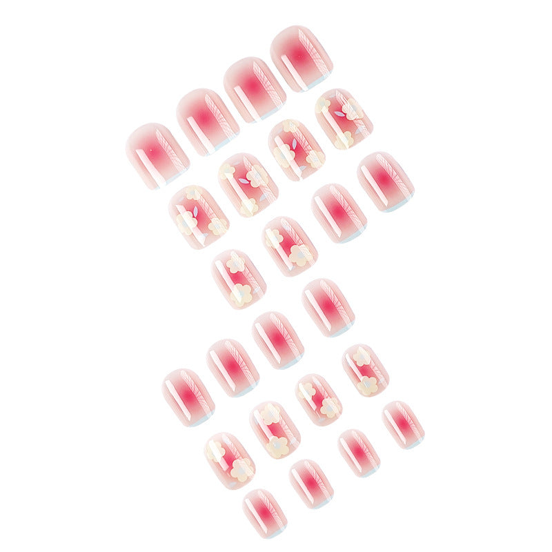 Artistic Gel Press-On Nails with Delicate Floral Designs